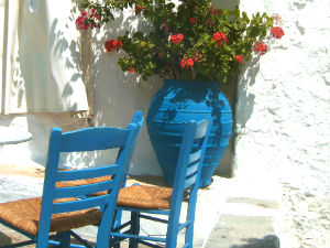 Terrasje op Patmos Griekenland