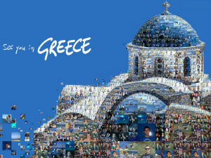 Up Greek Tourism billboard Santorini