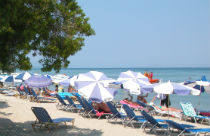 Het strand van Moraitika op Corfu