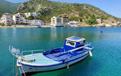 Ikaria vissersboot in Griekenland