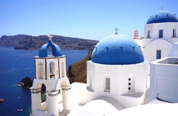 Uitzicht vanaf Oia op Santorini