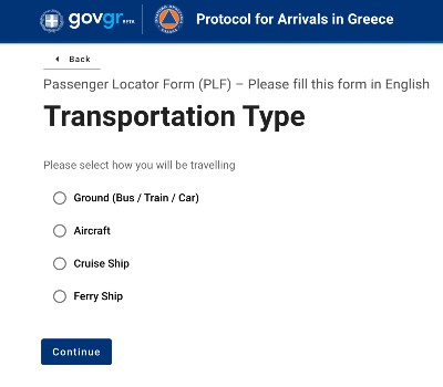 Passenger Locator Form (PLF)