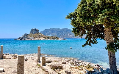 Agios Stefanos beach en opgravingen op Kos