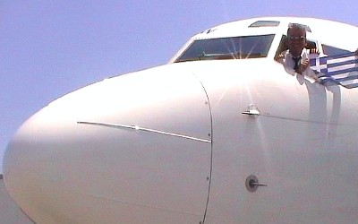 Vanuit de cockpit van Transavia in Griekenland