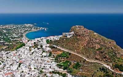 Uitzicht op Skyros-stad