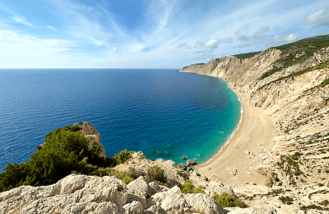 Platia Ammos beach uitzicht Kefalonia