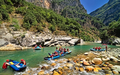 Arachthos rivier in Epirus tijdens raften