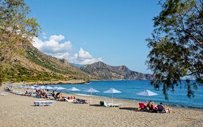 Naar het strand in Paleochora in het zuiden va Kreta
