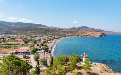 Anaxos strand in het noorden van Lesbos