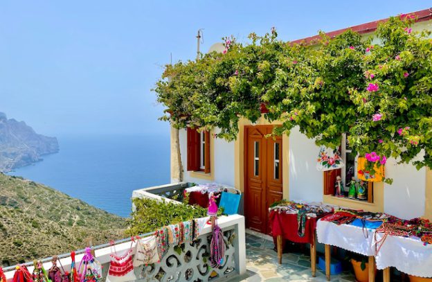 Olympos uitzicht op zee Karpathos