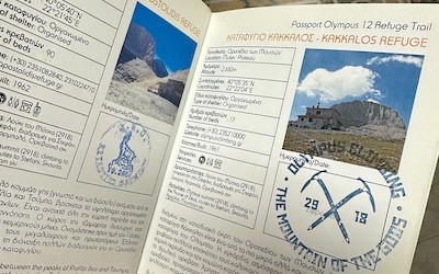 Hiker Passport van de berghutten op Mount Olympus Griekenland