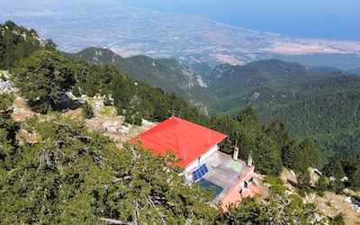 Petrostrouga berghut op Mount Olympus in Griekenland