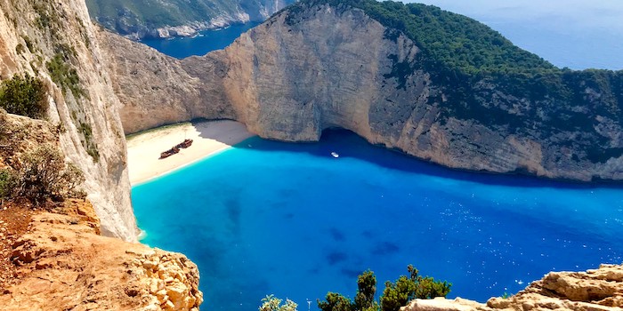 Zakynthos eiland uitzicht op Shipwreck beach