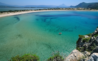 Voidokilia beach bij Gialova op de Peloponnesos