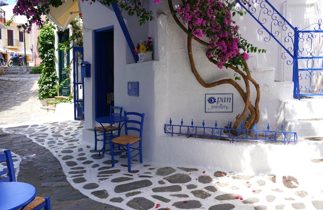 Oude centrum van Skiathos stad