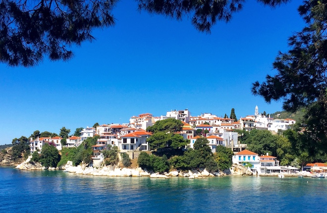 Uitzicht op Skiathos-stad vanaf Bourtzi