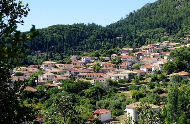 Englouvi bergdorp op eiland Lefkas