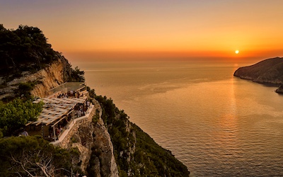 Zonsondergang op Zakynthos bij Kampi