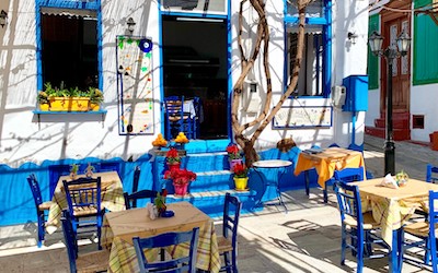 Vourliotes restaurant Blue Chairs