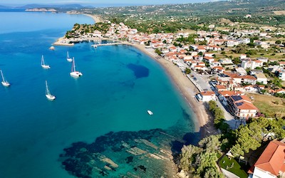 Zandstrand van Finikounda bij Methoni