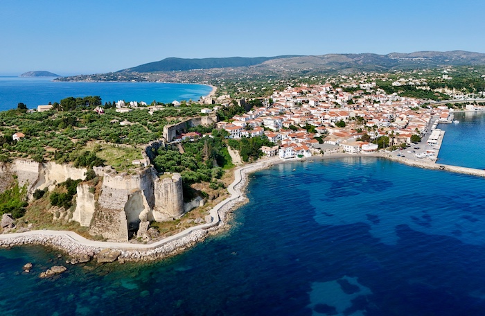 Fort van Koroni in Messinia vanuit de lucht
