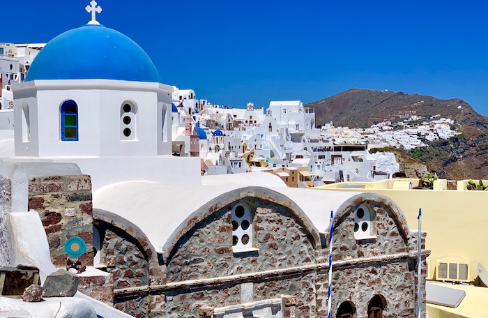 Uitzicht in het dorp Oia op Santorini