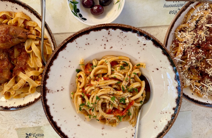 Heerlijke pastagerechten bij Kritsa restaurant in Portaria