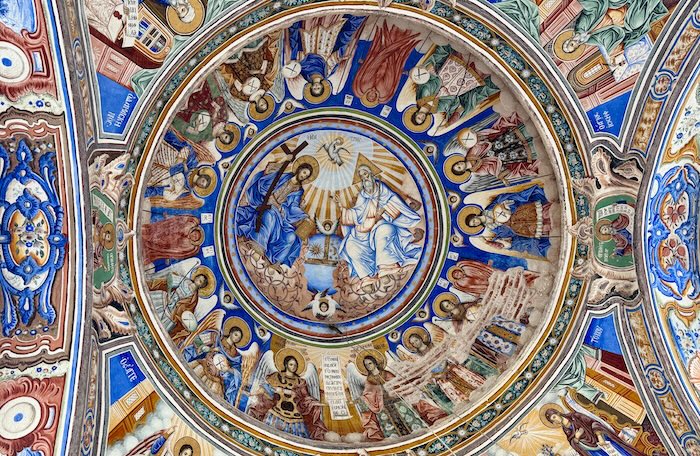 Binnenzijde van het plafond van de poort van Vatopedi klooster